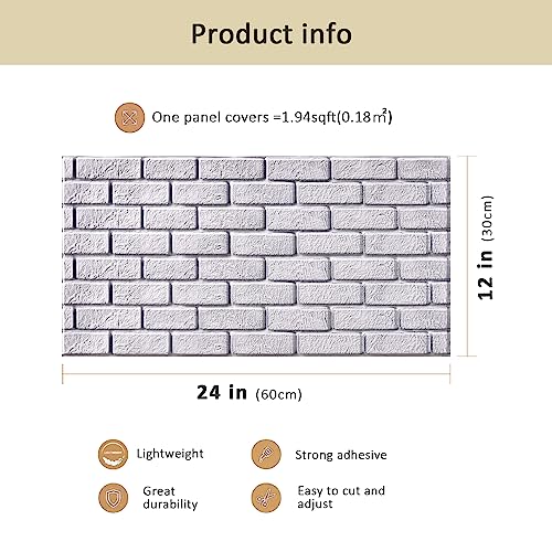 10Pcs 3D Wall Panels Peel and Stick PVC Faux Stone Backsplash U386307
