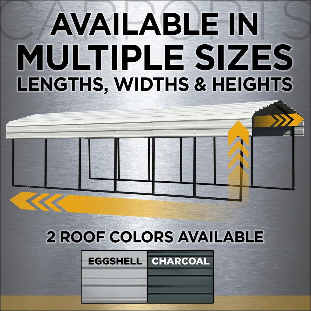 Galvanized Steel Carport Kit, 12' x 24' x 9' C4640