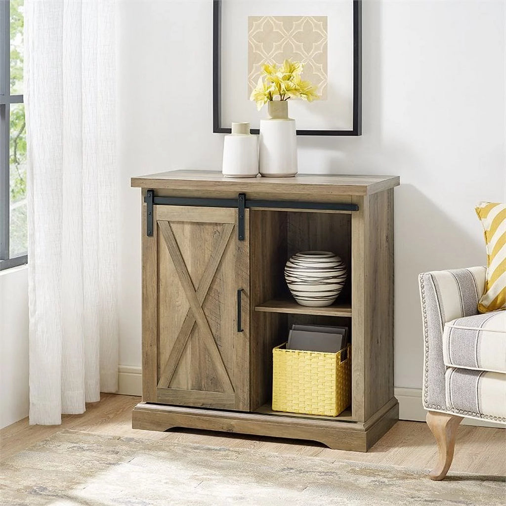 Sliding Barn Door TV Stand and Buffet Cabinet Set M42614