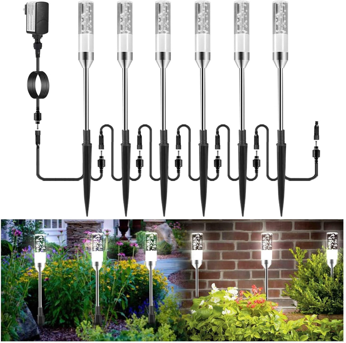 6 Pcs 4.8W LED Pathway Lights IP65 Waterproof Cool White 6000K A371553