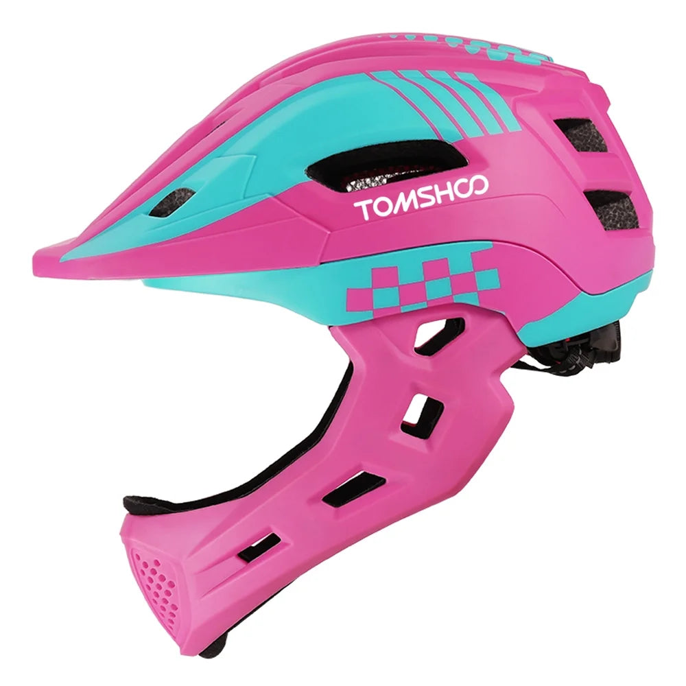 Kid Bike Full Face Helmet with Taillight and Detachable Chin Guard G335