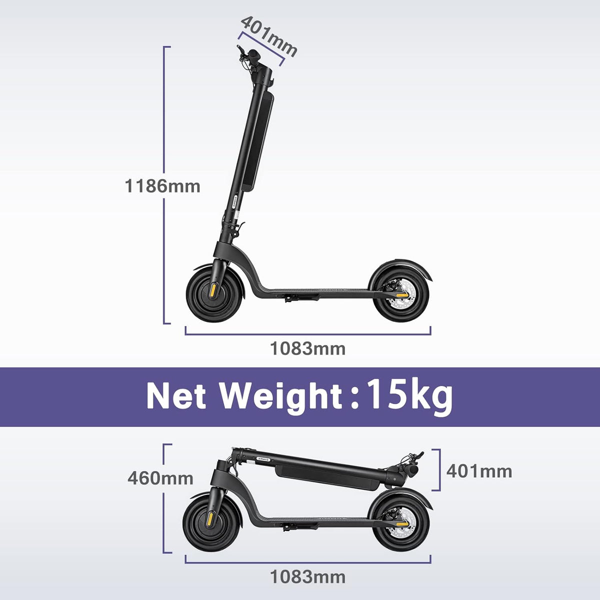 Electric Kick Scooter, 10" Solid Tires, Foldable U562