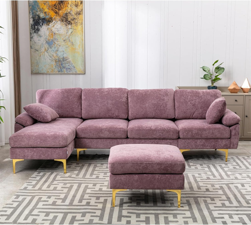 Purple Polyester U-Shape Sectional Sofa O8742