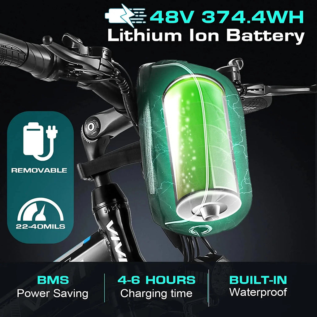 26'' Folding Electric Mountain Bike 500W 21 Speed 48V Removable Battery B333