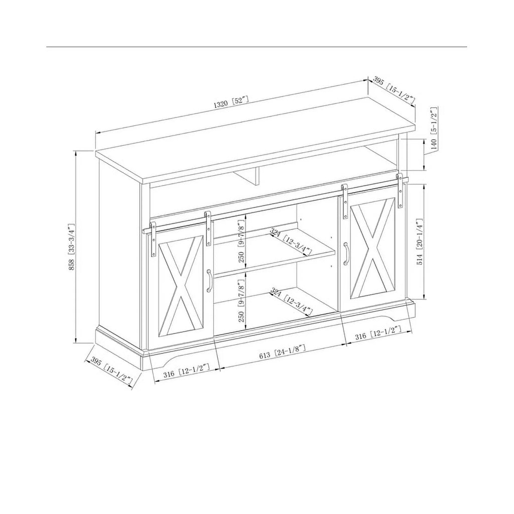Sliding Barn Door TV Stand and Buffet Cabinet Set M42614