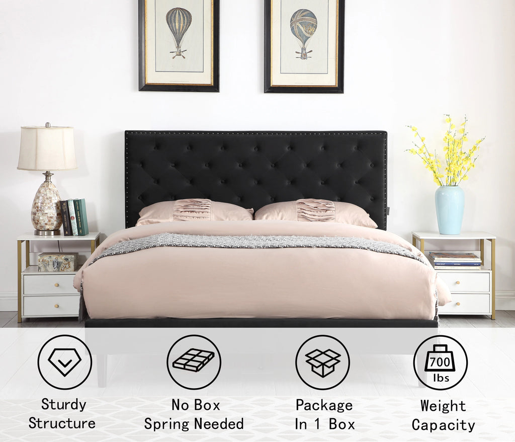 Gray Twin Upholstered Platform Bed Frame with Adjustable Headboard M7768
