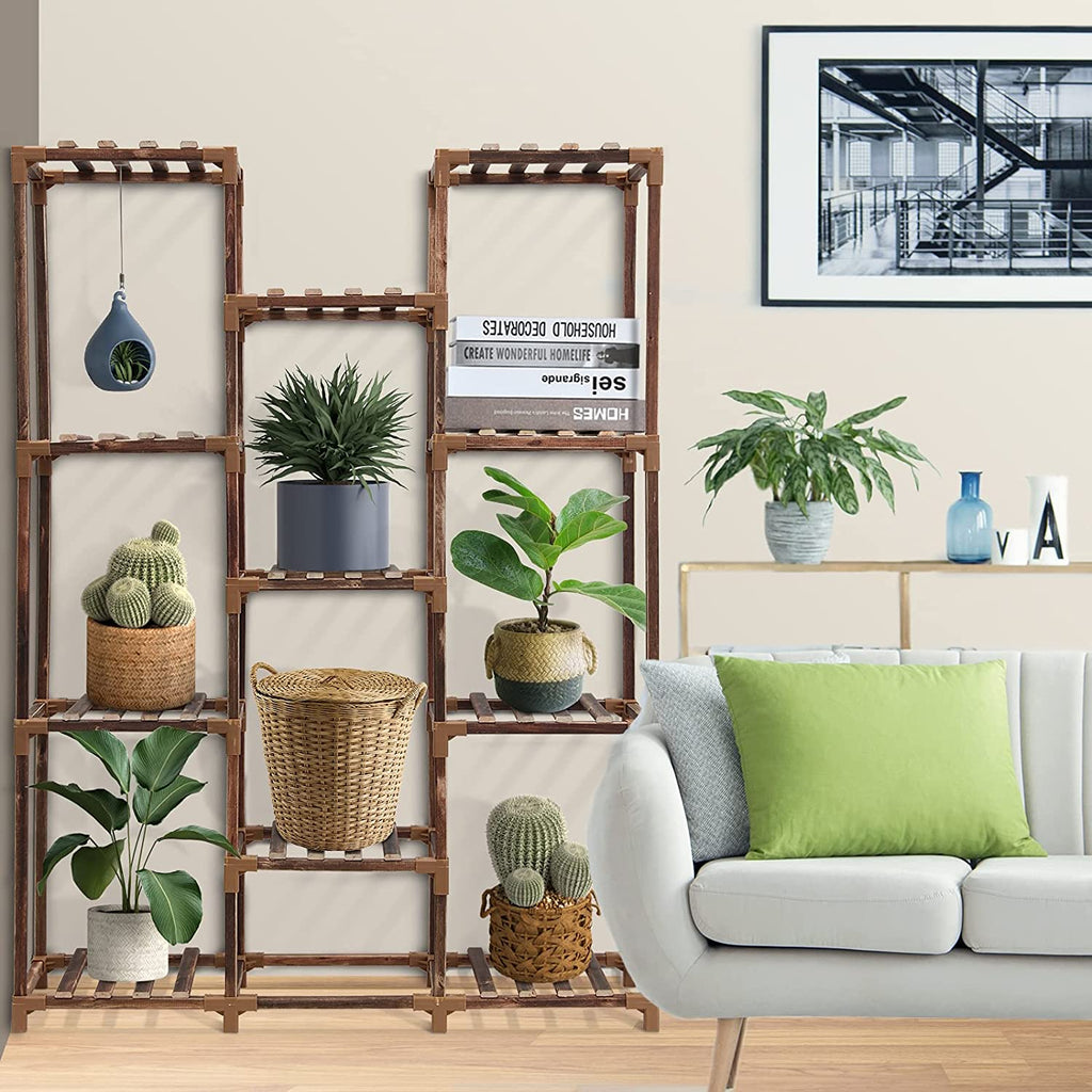 11-Tire Tall Wood Plant Stand Q2626