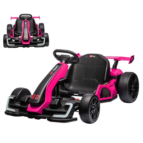 24V Electric Drift Kart with 2 * 150W Motors, Adjustable Seat, 8mph Speed, Green Q9984