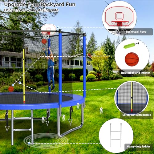 16FT Trampoline with Enclosure and Basketball Hoop W610