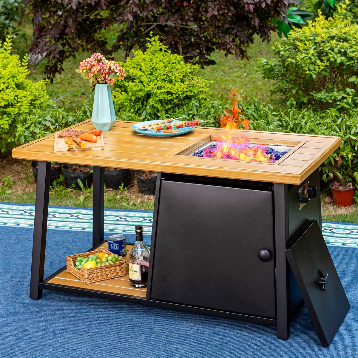 13 Pieces Outdoor Patio Furniture Set with Fire Pit Table C920422