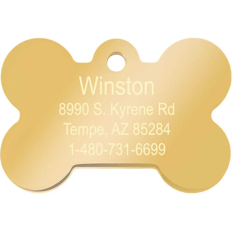 Small Bone Shape Pet ID Tag with Gold Detail A2035
