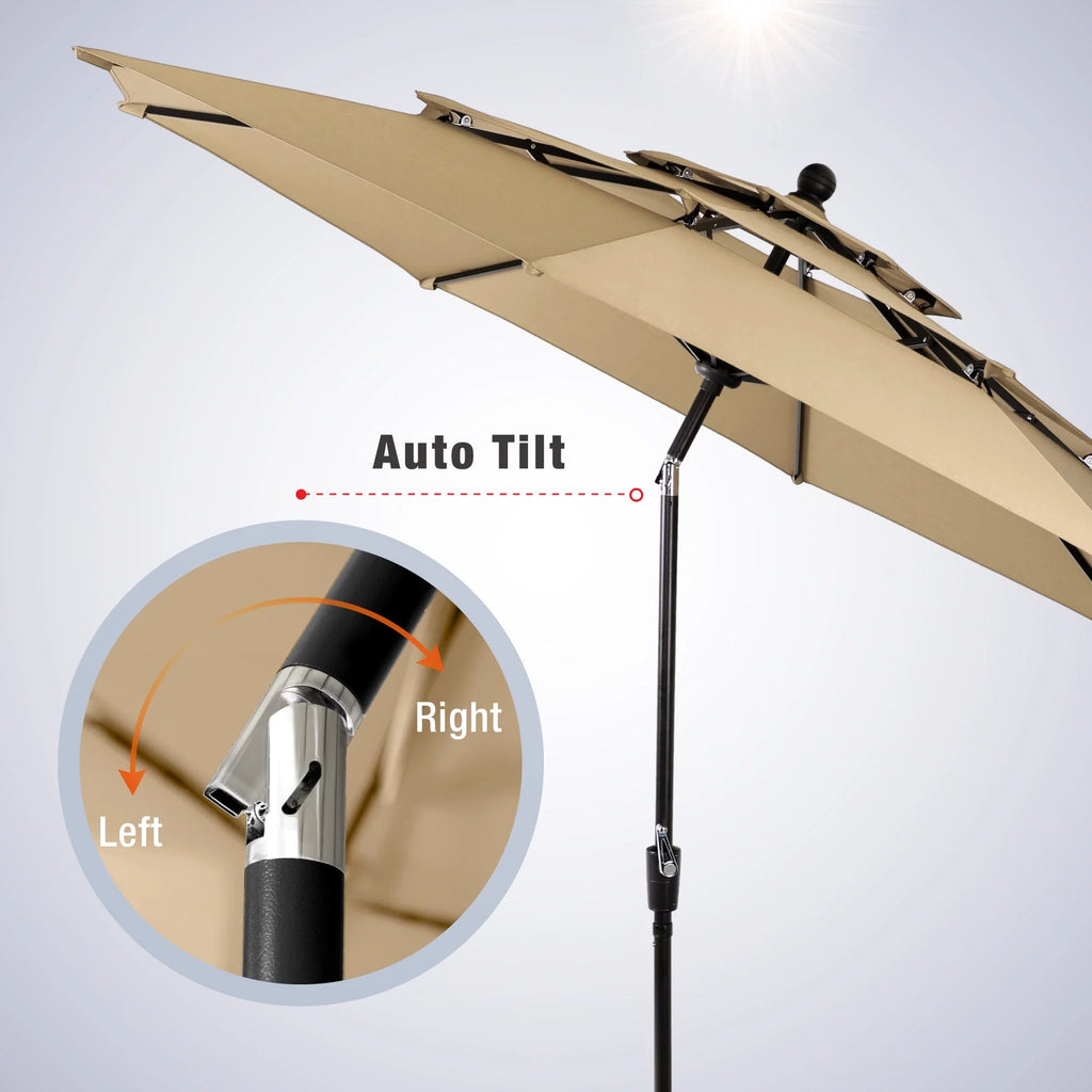 10ft 3 Tier Auto-Tilt Double Vented Patio Umbrella L65500