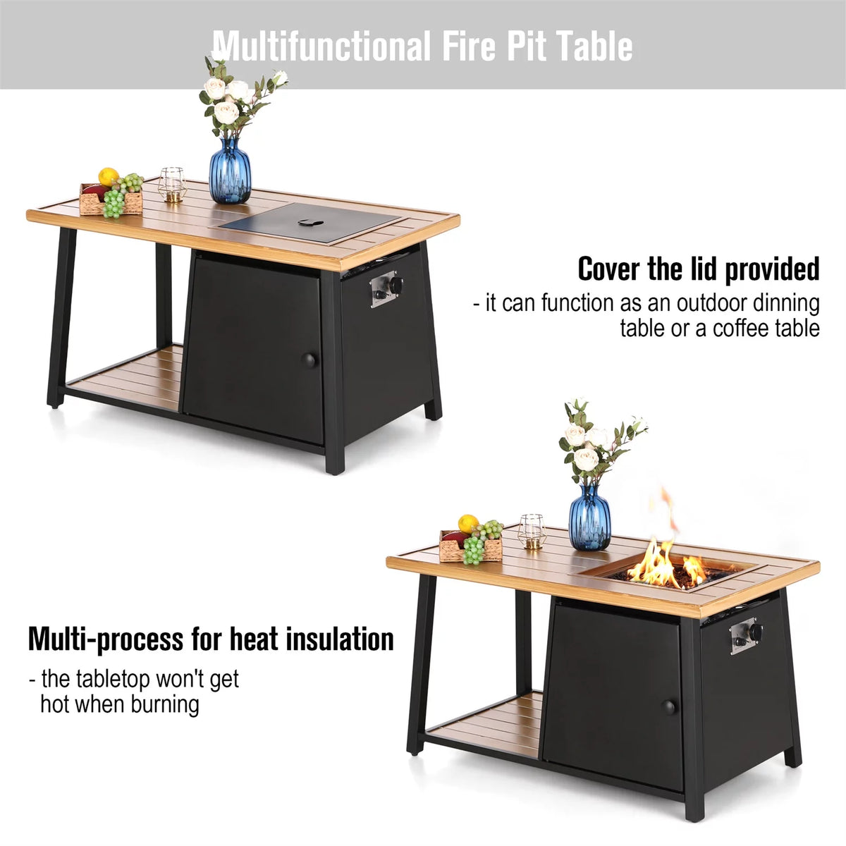 13 Pieces Outdoor Patio Furniture Set with Fire Pit Table C920422