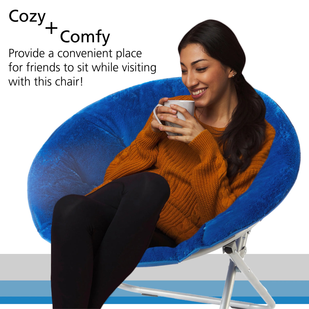 Blue Faux Fur Saucer Chair W3313