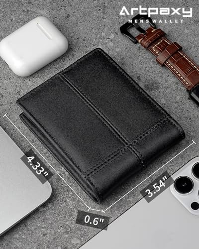 Genuine Leather Bifold RFID Blocking Wallet with 12-13 Card Holders M6440