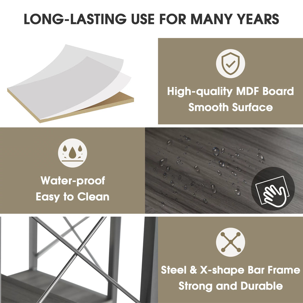 7 Tier L-Shaped Corner Bookshelf with Metal Frame Z437842
