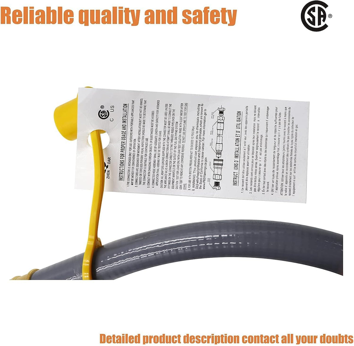 15FT 3/4 Inch ID Natural Gas Hose with Quick Connect Fittings N7109