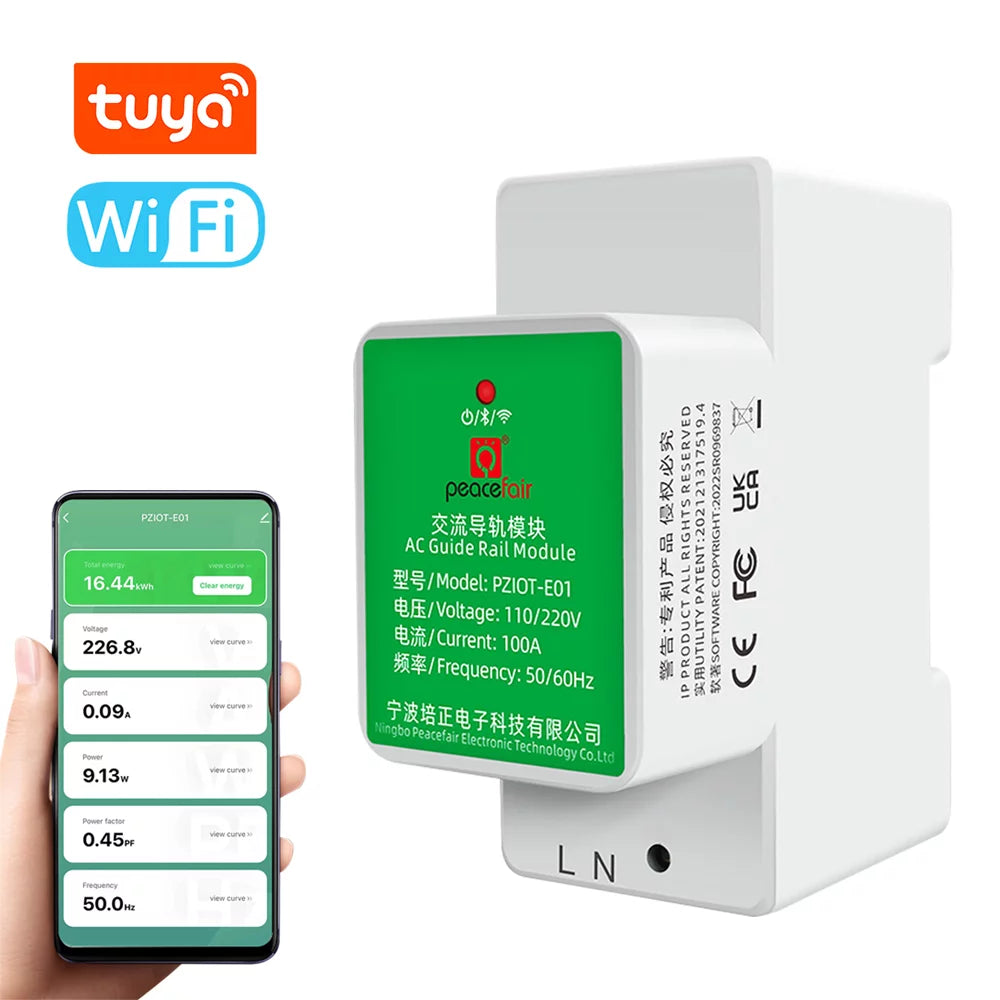Single-phase Wifi Electricity Meter DIN Rail Voltage and Current Meter C7480