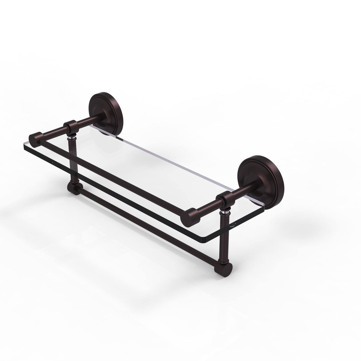 Satin Chrome Glass Shelf with Towel Bar J62879