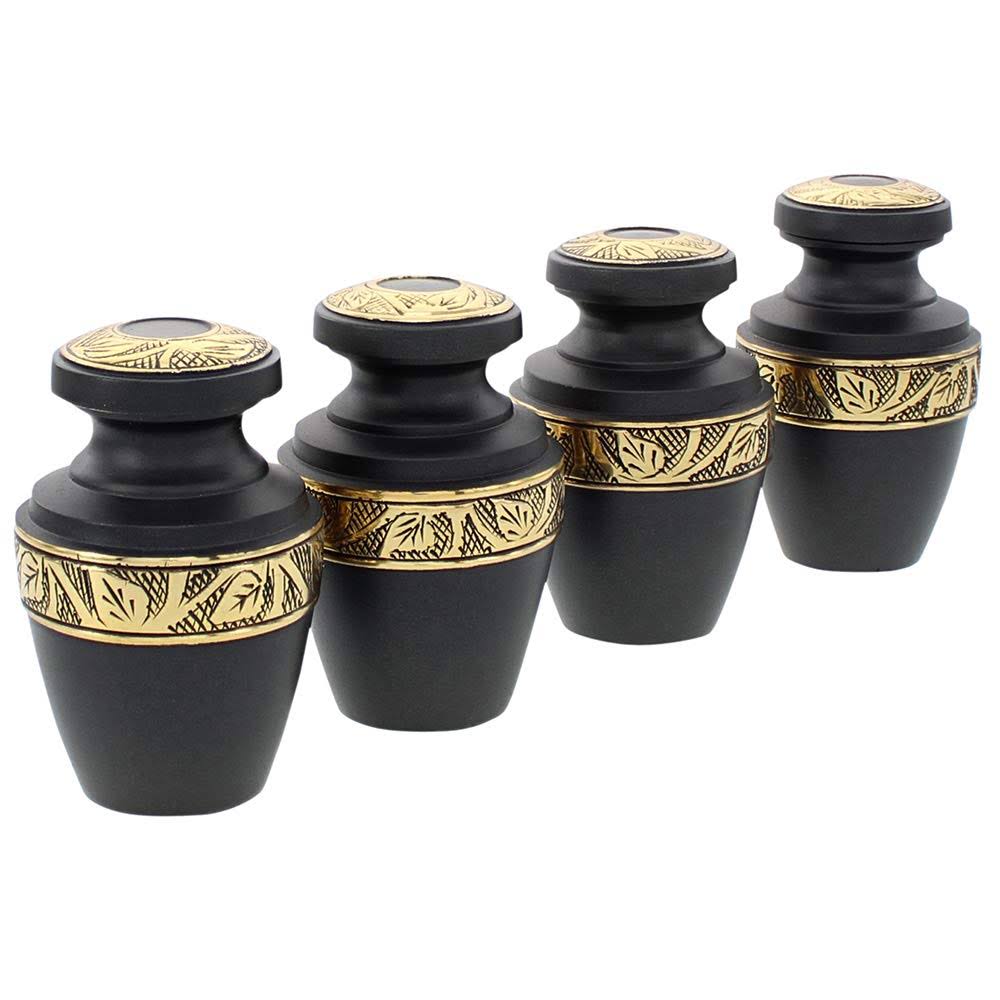 Set of 4 Black Small Keepsake Urn Q2897