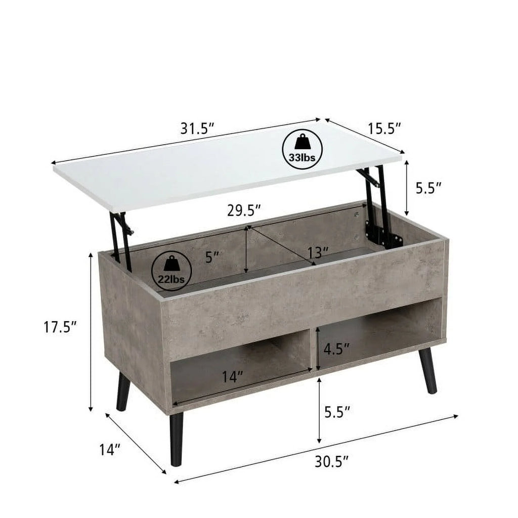 Lift-Top Coffee Table in Grey Wood White Top Finish X56465