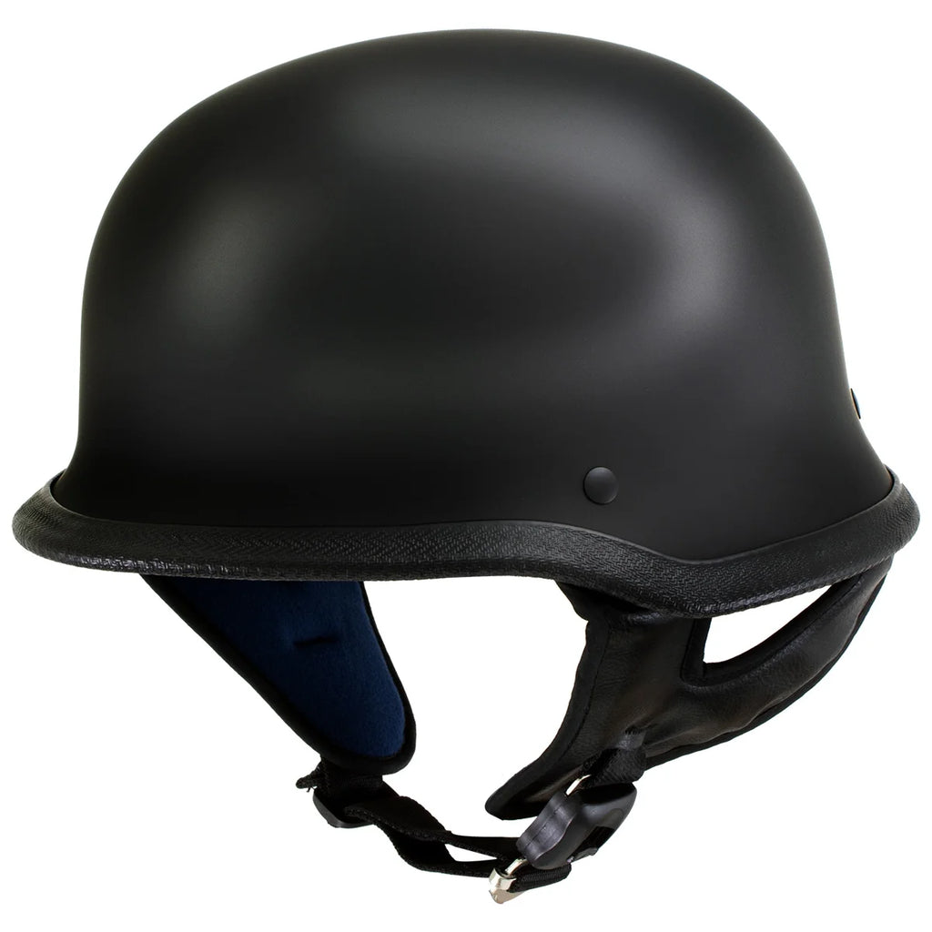 Flat Black Motorcycle Half Helmet Large O525