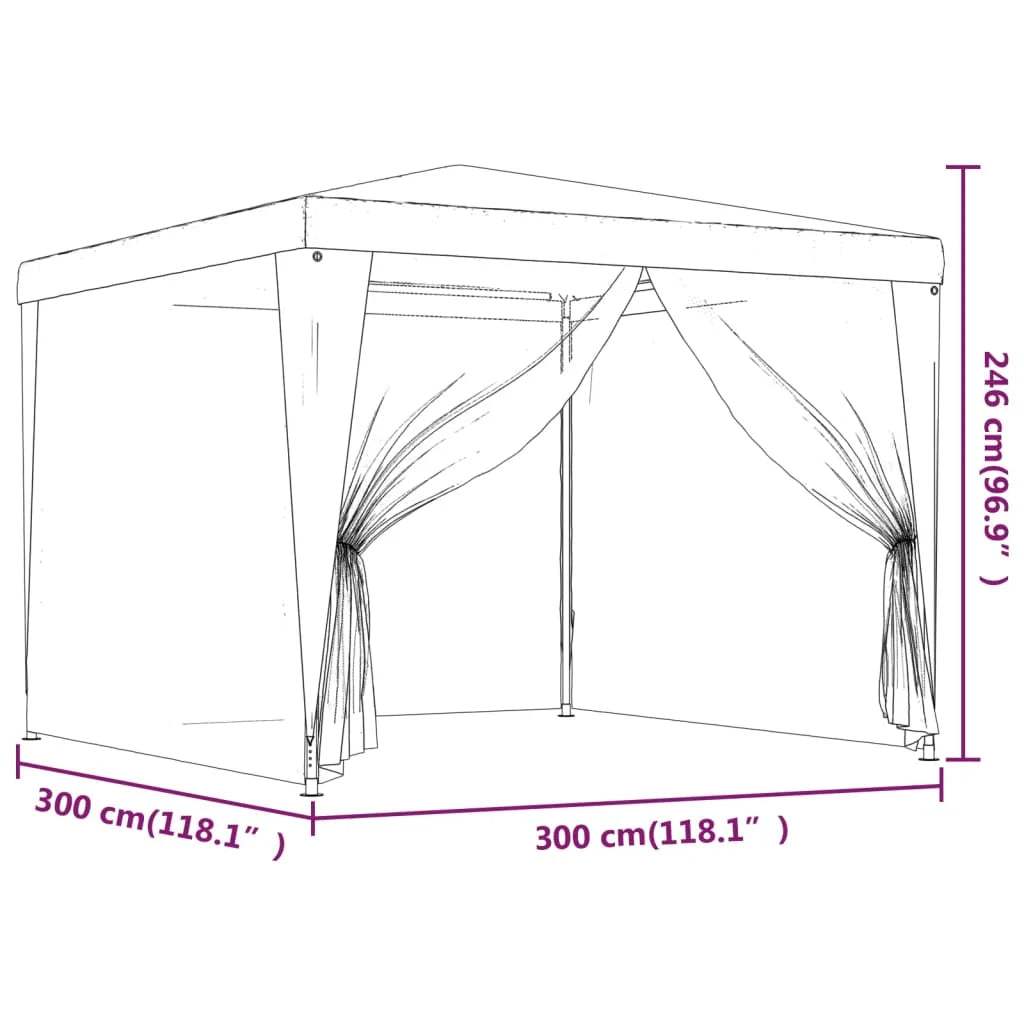 Party Tent with 4 Mesh Sidewalls Red 9.8'x9.8' HDPE O190