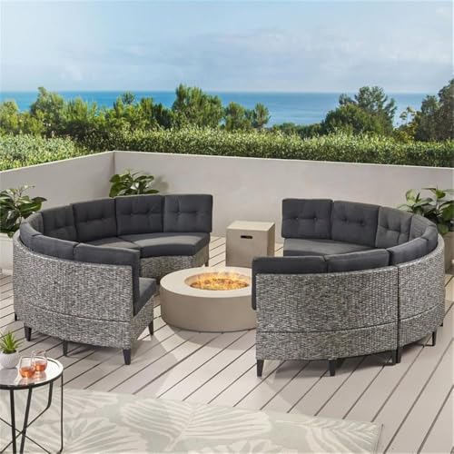 Outdoor Wicker Full Round Sofa Set with Fire Table E46607