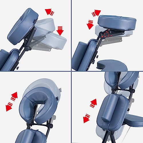 Blue Aluminum Folding Portable Massage Chair with Wheeled Carrying Case X828518