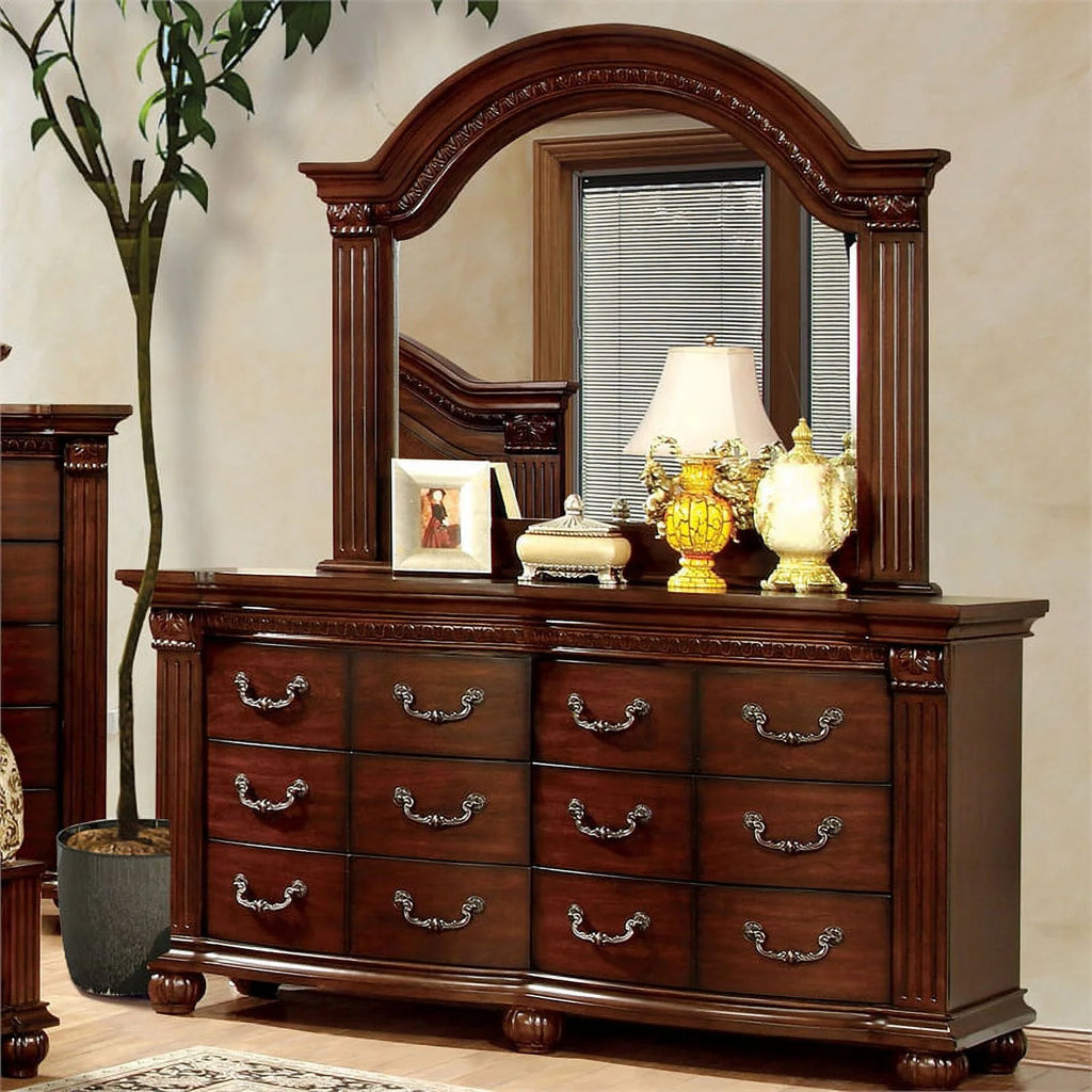 Cherry 2-Piece Wood Dresser and Mirror O37587