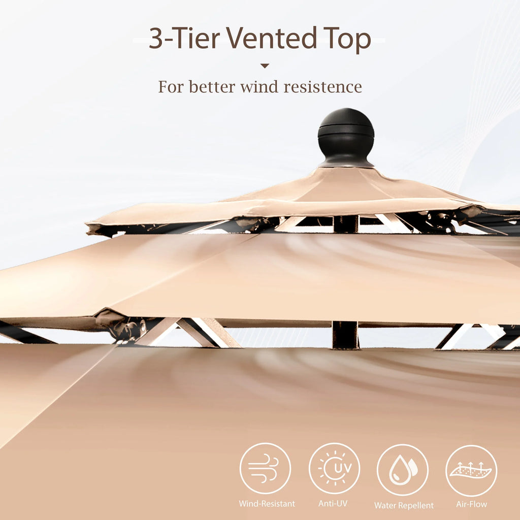 10ft 3 Tier Auto-Tilt Double Vented Patio Umbrella L65500