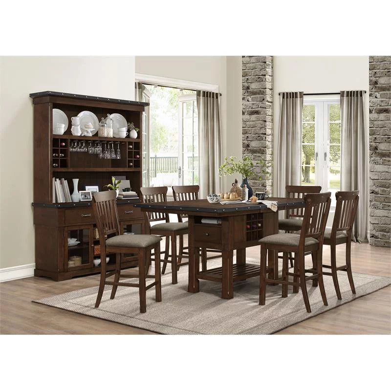Wood Counter Height Dining Room Table in Dark Brown V3689