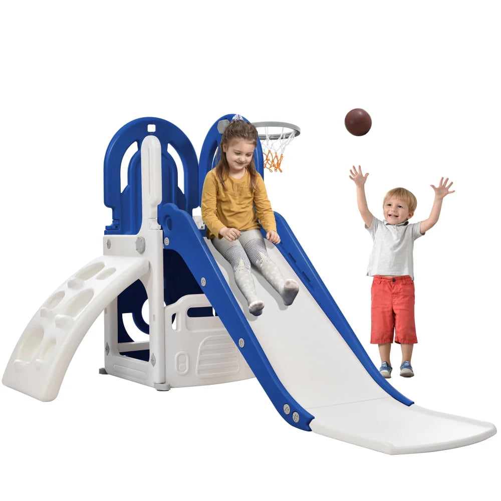 4 in 1 Toddler Climber and Slide Set with Basketball Hoop I44753