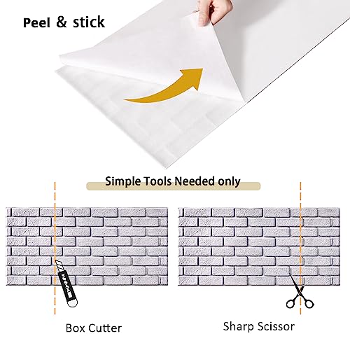 10Pcs 3D Wall Panels Peel and Stick PVC Faux Stone Backsplash U386307