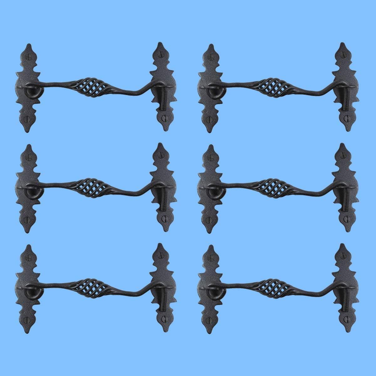 Black Wrought Iron Cabin Hook Eye Latches 6.5 Long Pack of 6 Z934