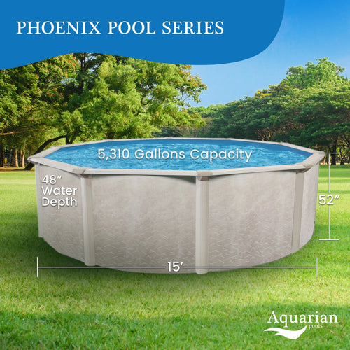 15 Foot x 52 Inch Steel Frame Above Ground Swimming Pool N7478