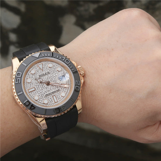 Golden Diamond Dial Rubber Strap 40mm R4617