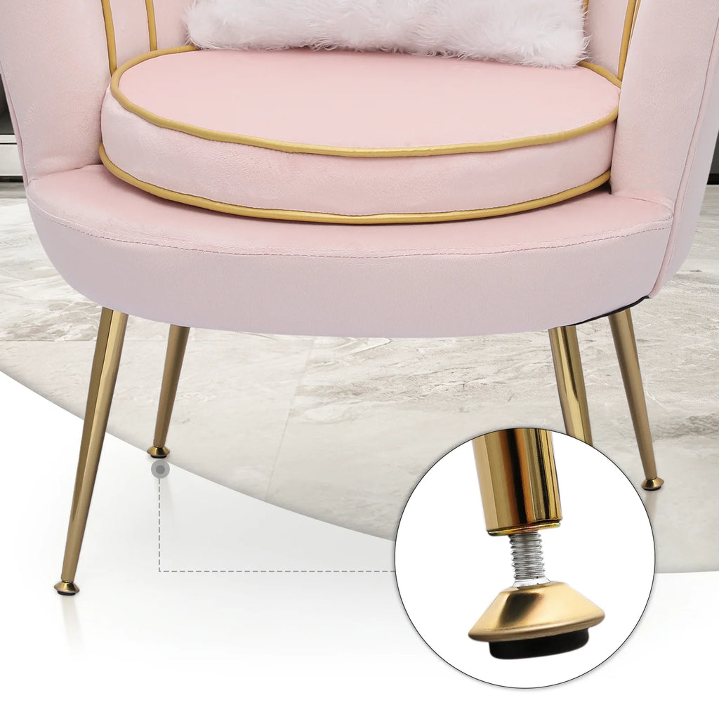 Light Pink Velvet Accent Chair with Pillow O9089
