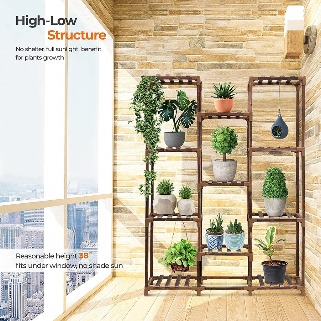11-Tire Tall Wood Plant Stand Q2626