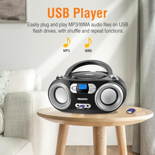Portable CD Player Boombox with Bluetooth, FM Radio, USB Port N8891