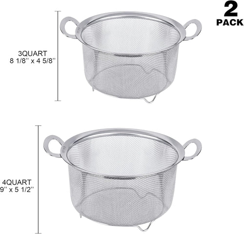 2 Pack 18/8 Stainless Steel Fine Mesh Colander (4Qt and 3Qt) N9471