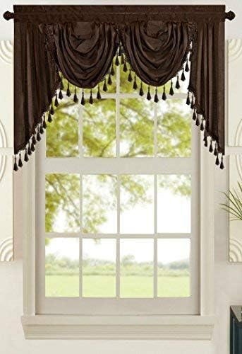 Red Faux Silk Waterfall Valance Pack of 2 P154