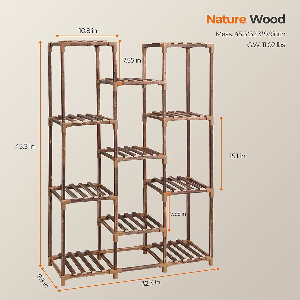 11-Tire Tall Wood Plant Stand Q2626