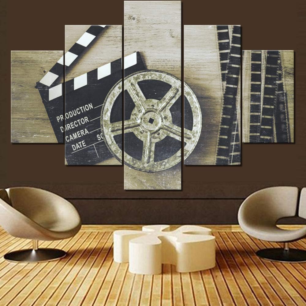 Vintage Film Clapper Movie Projector 5 Piece Canvas Wall Art V12305