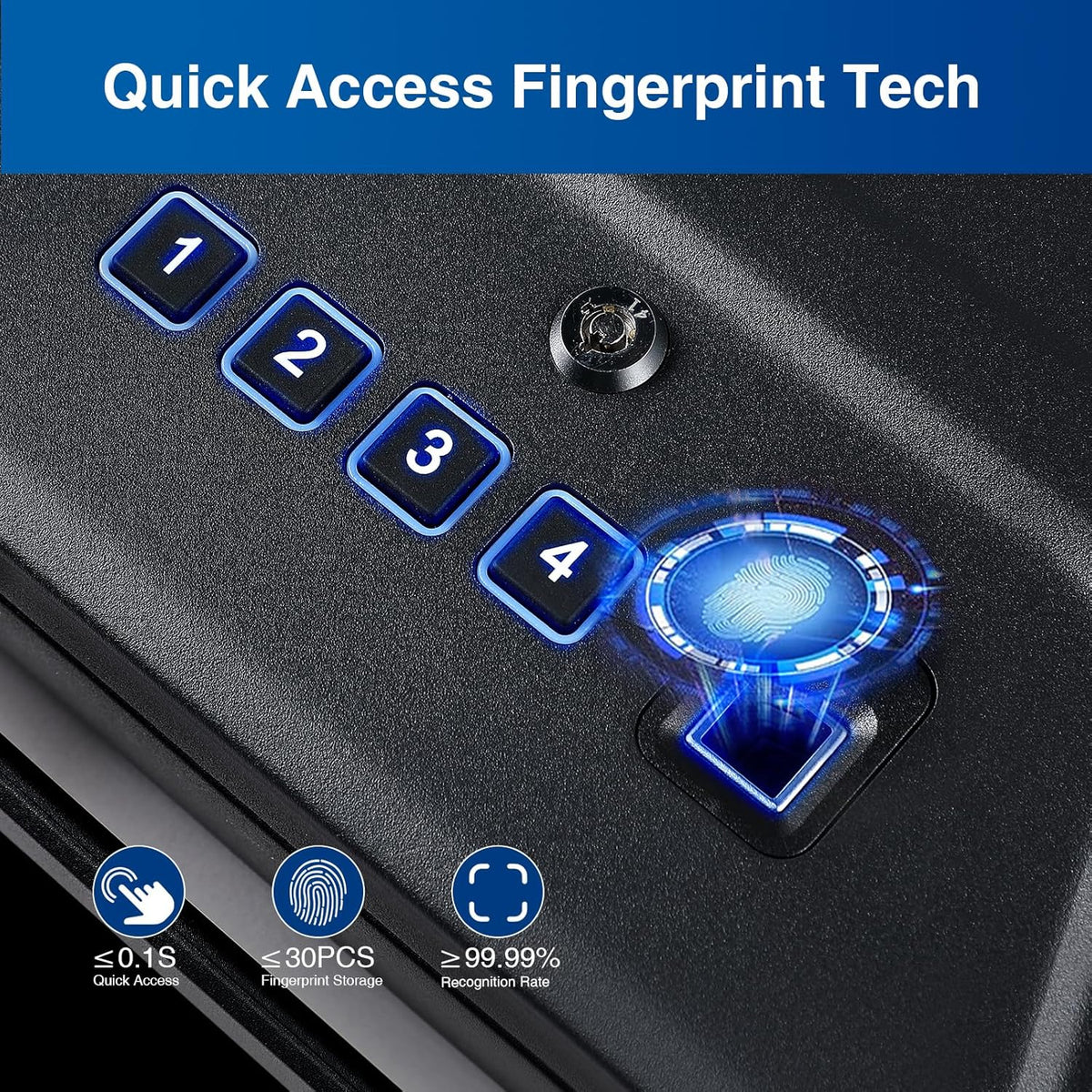 Black Biometric Gun Safe for Handgun with 2 Capacity N1479
