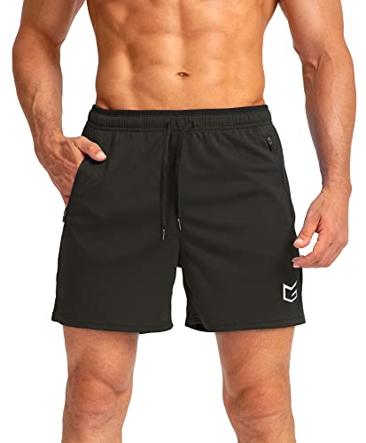 Men's Running Shorts with Zipper Pockets Quick Dry 5" Shorts V6932