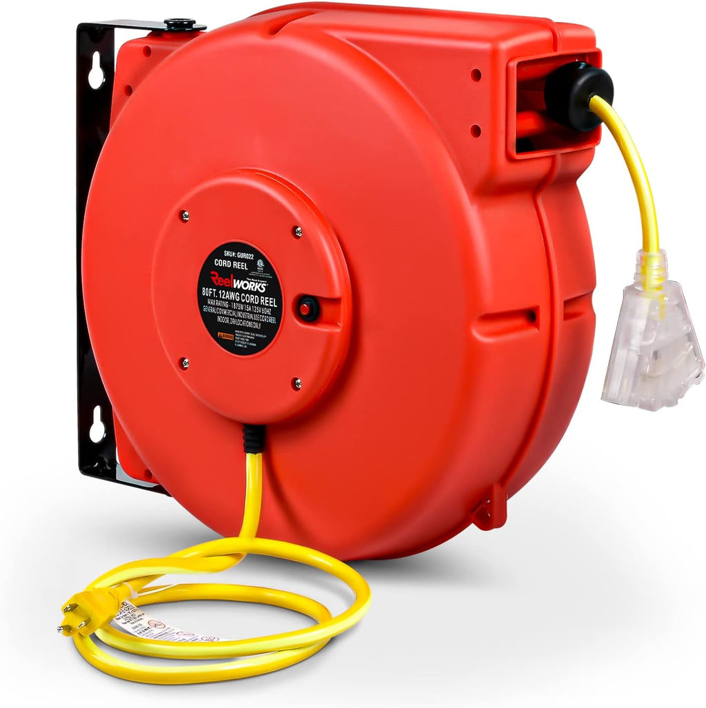 12awg x 80' Retractable Extension Cord Reel J714506