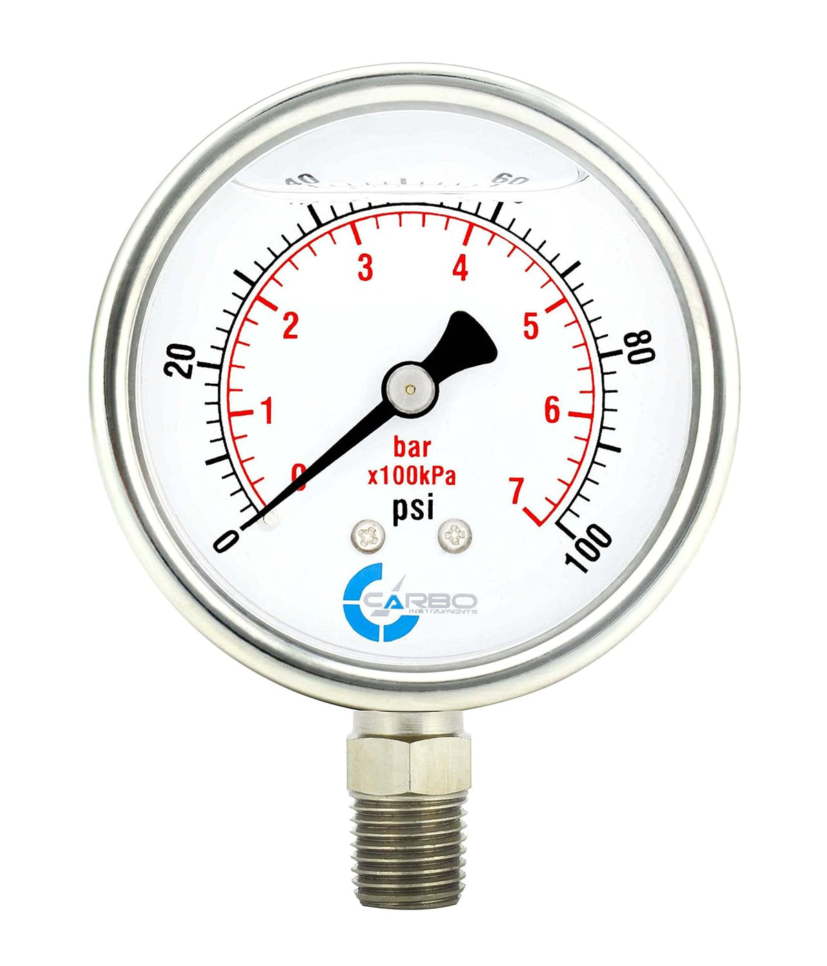 Stainless Steel Pressure Gauge Dual Display 0-4000 psi/kPa Glycerine Filled 1/4 NPT L51982