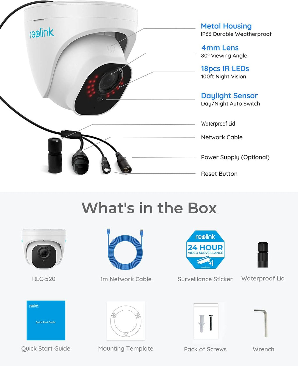 5MP PoE Dome Security Cameras with Night Vision S1547