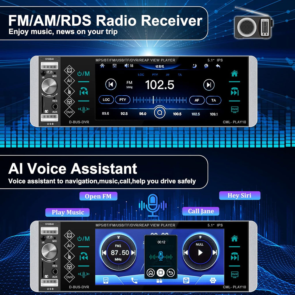 Single Din Car Stereo 5.1 Inch Touch Screen MP5 Player O421819